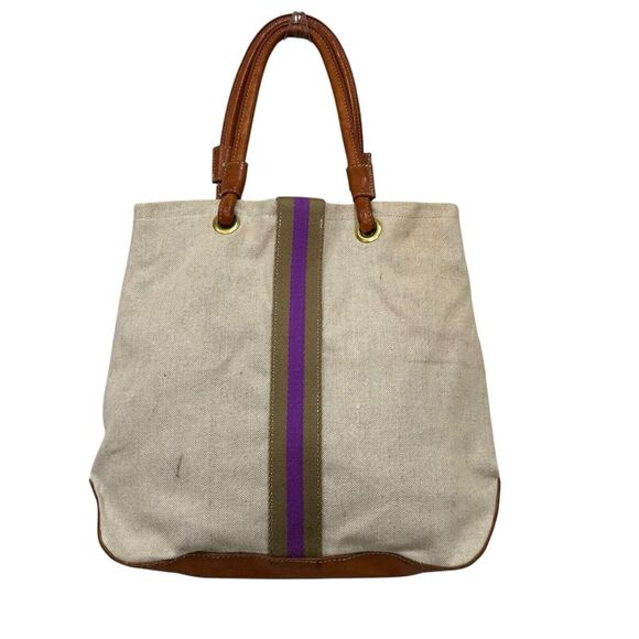 Annabel Ingall Australia‎ tote Satchel Canvas Natural leather straps & Bottom - Picture 1 of 11